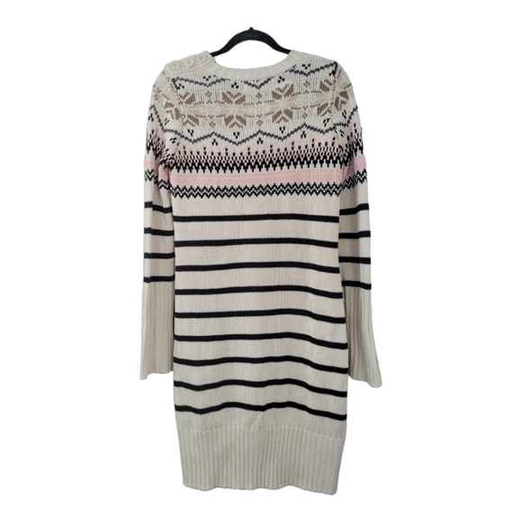 Jessica Simpson Long Sleeve Knit Sweater Dress Tan With Stripes M - Picture 7 of 13